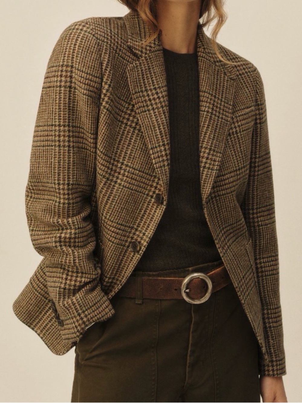 Embassy Row Camel Brown And Wine Wool Plaid Vintage Tailored Jacket Size 8 EUC